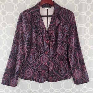 Vintage Harve Bernard Red Paisley Button Blazer Women's S